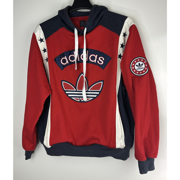 Adidas Originals Trefoil Red Navy SAMPLE Hoodie Hooded Sweatshirt Rare Prototype - Picture 2 of 16